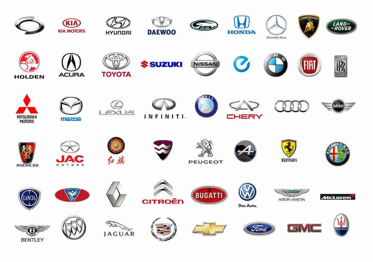 Liste de toutes les marques de voitures, logos, noms de sociétés et